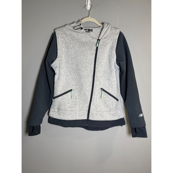 New Balance Tops - New Balance‎ Womens Petite PM Heathered Fleece Zip Up Jacket Heather Gray Black